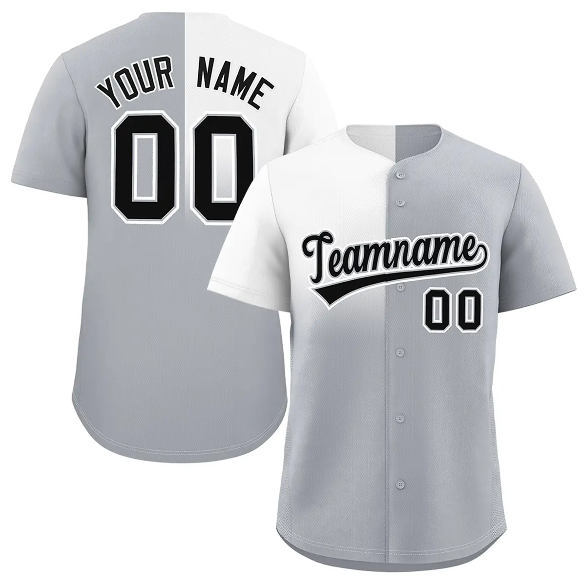 Gray White Half Gradient Authentic Baseball Jersey
