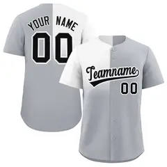Gray White Half Gradient Authentic Baseball Jersey 1