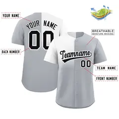 Gray White Half Gradient Authentic Baseball Jersey 2