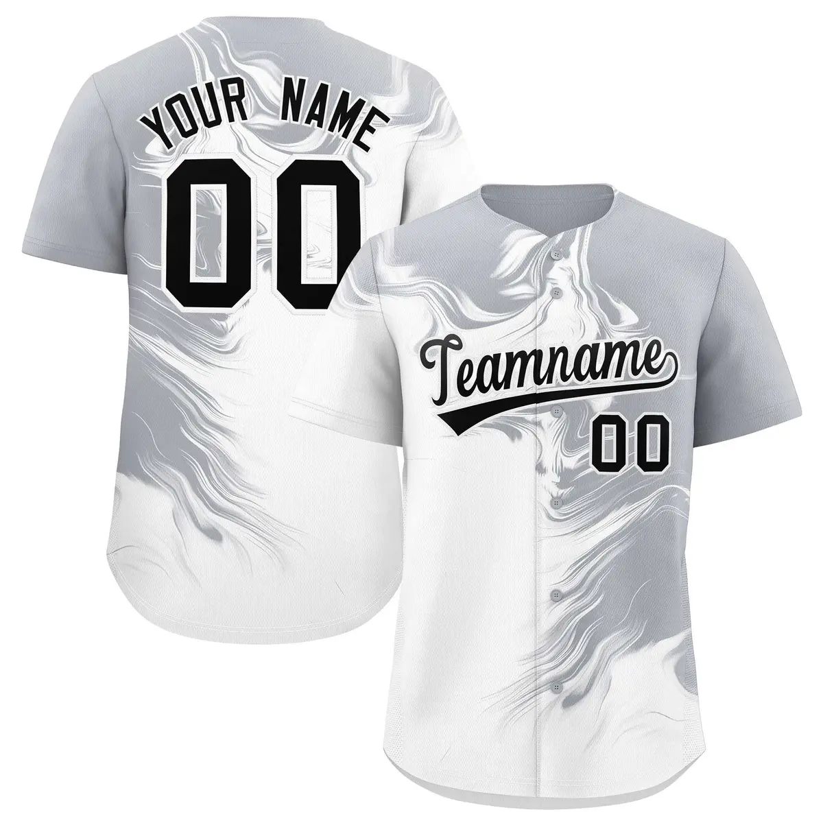 Gray White Ink Pattern Authentic Baseball Jersey