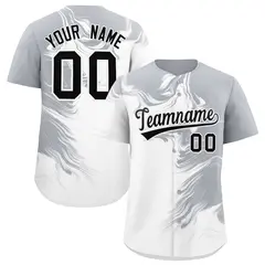 Gray White Ink Pattern Authentic Baseball Jersey