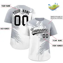 Gray White Ink Pattern Authentic Baseball Jersey 2