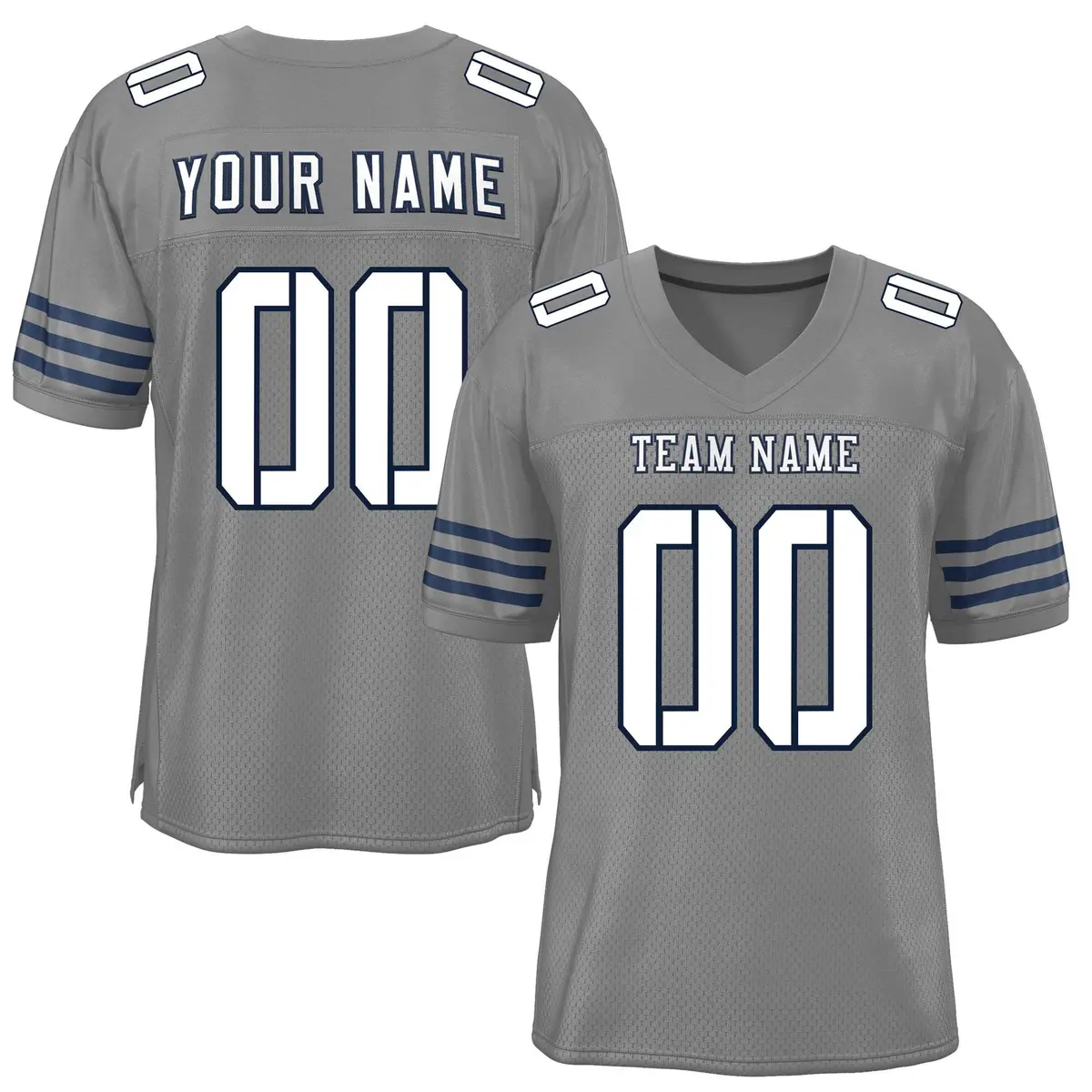 Gray White-Navy Classic Mesh Authentic Football Jersey