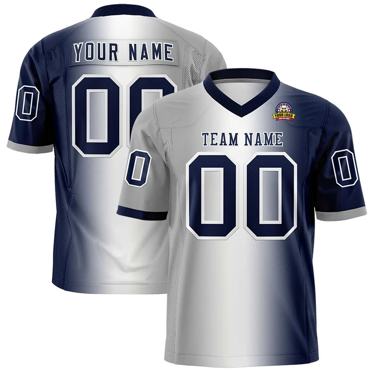 Gray White-Navy Gradient Fashion Authentic Football Jersey