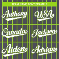 Gray White-Neon Green Stripe Full Button Baseball Jersey 3