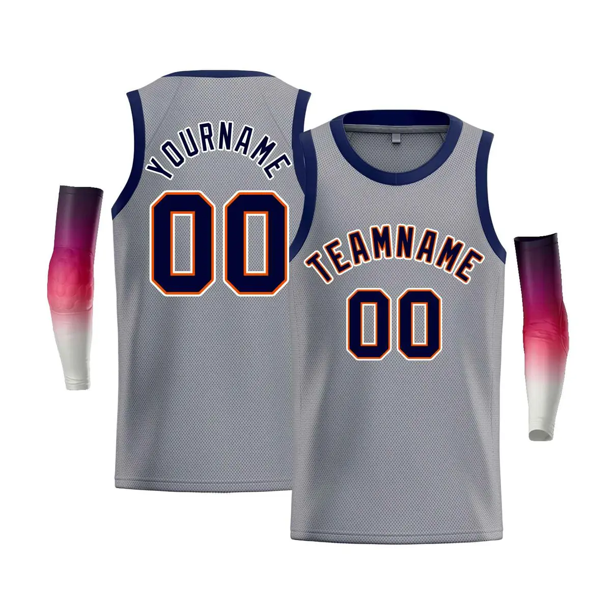 Gray White-Orange Classic Bull Men Casual Basketball Jersey