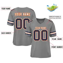 Gray White-Orange Classic Style Authentic Football Jersey 2