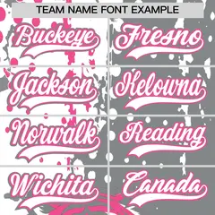 Gray White Pink Full-Snap Tiger Graffiti Baseball Jersey 6