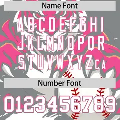 Gray White Pink Full-Snap Tiger Graffiti Baseball Jersey 7