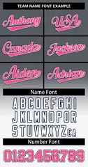 Gray White Pink-White Gradient Two-Button Softball Jersey 3
