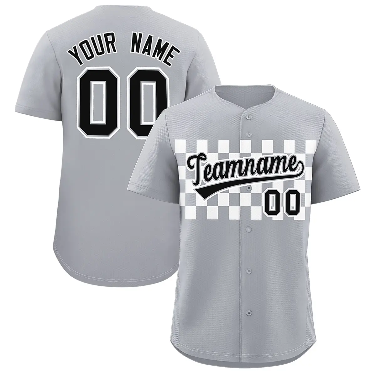 Gray White Plaid Fashion Authentic Baseball Jersey