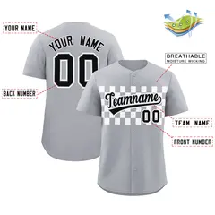 Gray White Plaid Fashion Authentic Baseball Jersey 2