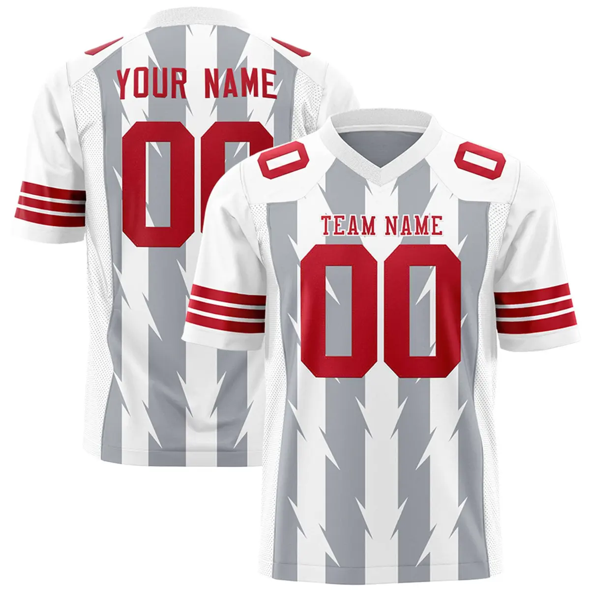 Gray White Razr Stripe Graffiti Pattern Flag Football Jersey