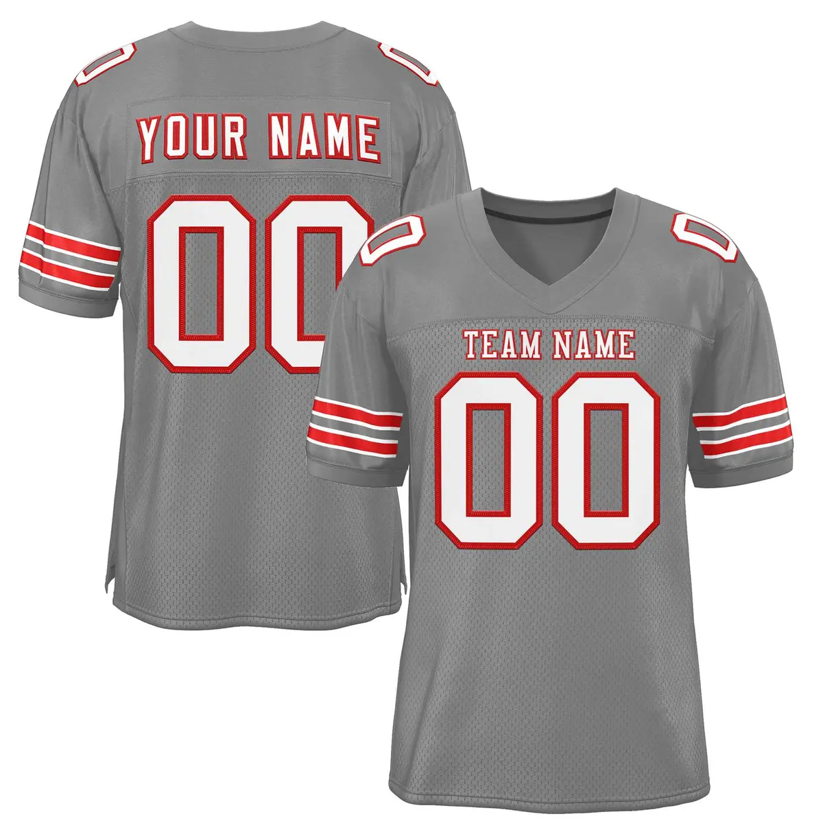 Gray White-Red Classic Style Authentic Football Jersey