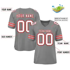 Gray White-Red Classic Style Authentic Football Jersey 2