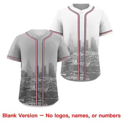 Gray White Red Reversible City Graffiti Baseball Jersey 8