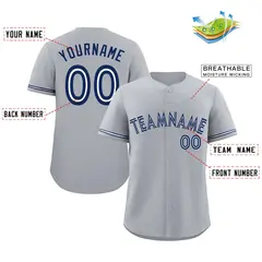 Gray White-Royal Classic Authentic Baseball Jersey 2