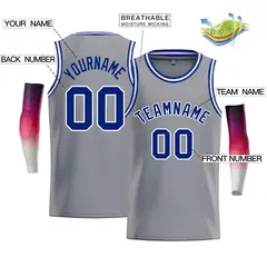 Gray White-Royal Classic Bull Men Casual Basketball Jersey 2