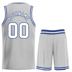 Gray White-Royal Classic Bull Sets Basketball Jersey 2