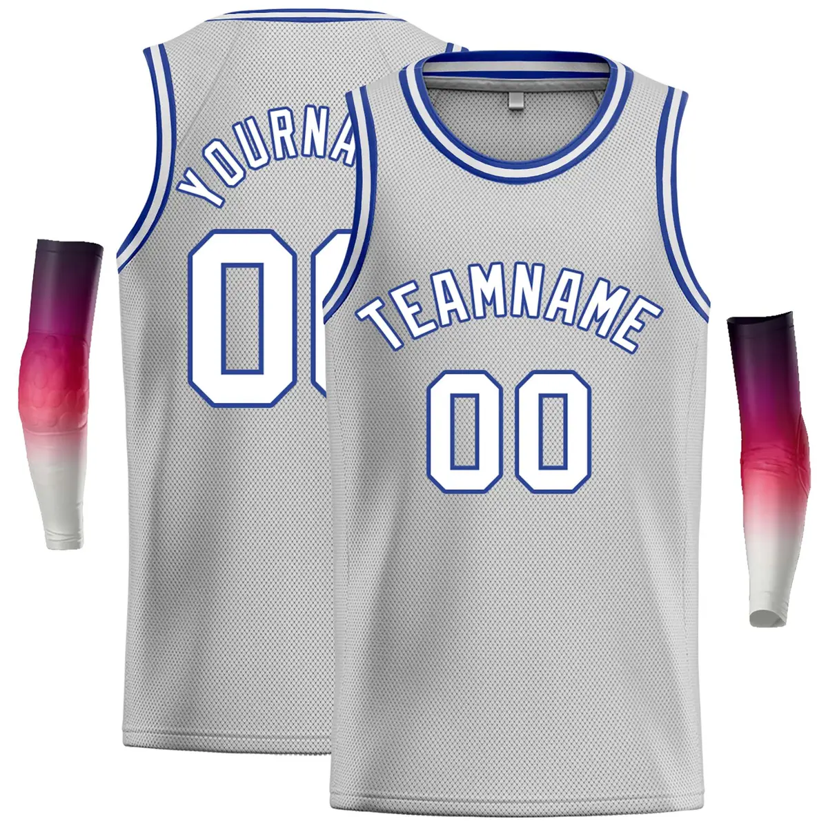 Gray White-Royal Classic Casual Basketball Jersey