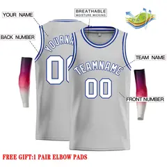 Gray White-Royal Classic Casual Basketball Jersey 2
