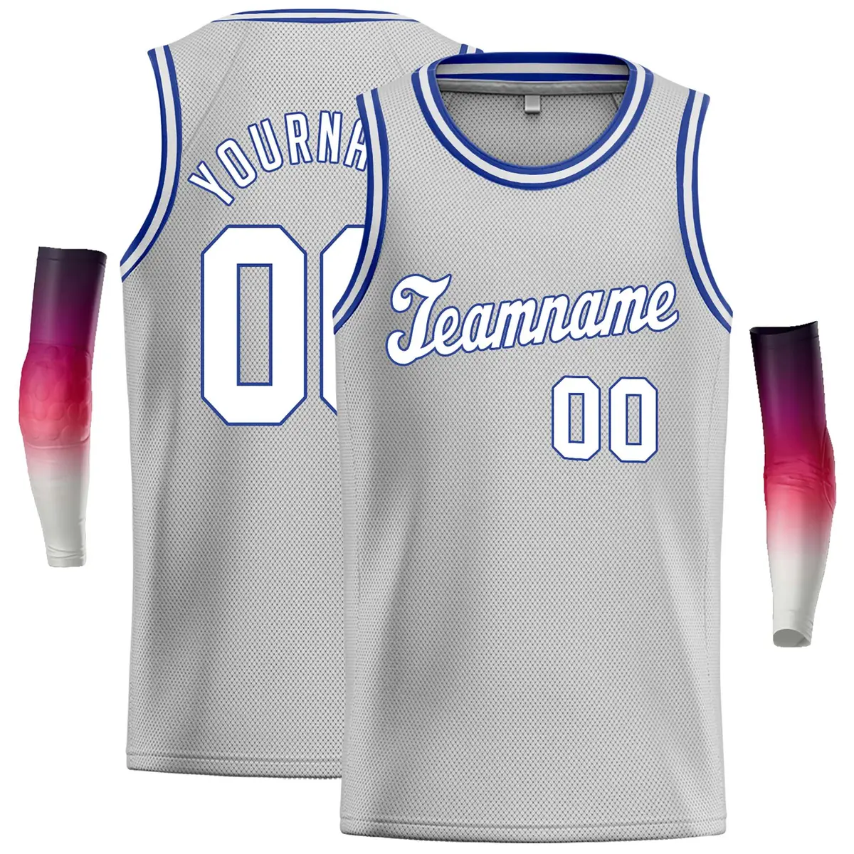 Gray White-Royal Classic Casual Basketball Jersey
