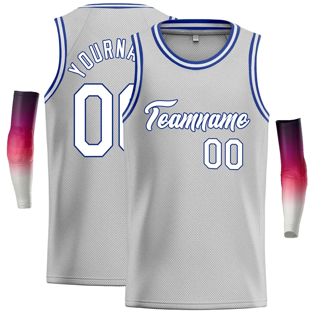 Gray White-Royal Classic Casual Basketball Jersey