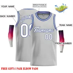 Gray White-Royal Classic Casual Basketball Jersey 2