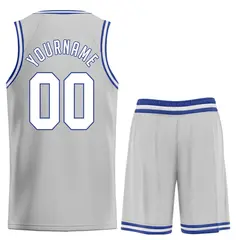 Gray White-Royal Classic Sets Basketball Uniform Jersey 2