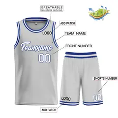 Gray White-Royal Heal Classic Sets Basketball Jersey 3