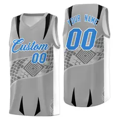 Gray White Snake Scale Venomous Fang Graffiti Basketball Jersey 1