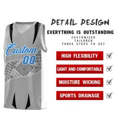 Gray White Snake Scale Venomous Fang Graffiti Basketball Jersey 2