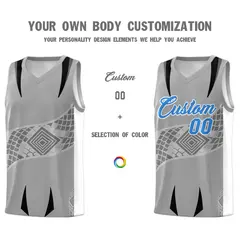 Gray White Snake Scale Venomous Fang Graffiti Basketball Jersey 3