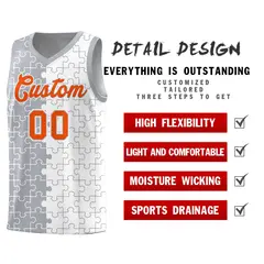 Gray White Splid Puzzle Pattern Basketball Kits 2