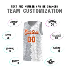 Gray White Splid Puzzle Pattern Basketball Kits 4
