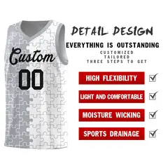 Gray White Splid Puzzle Pattern Basketball Kits 2