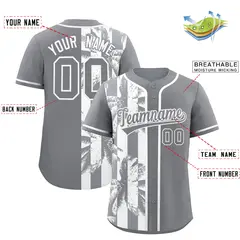 Gray White Split Coconut Tree Design Baseball Jersey 2
