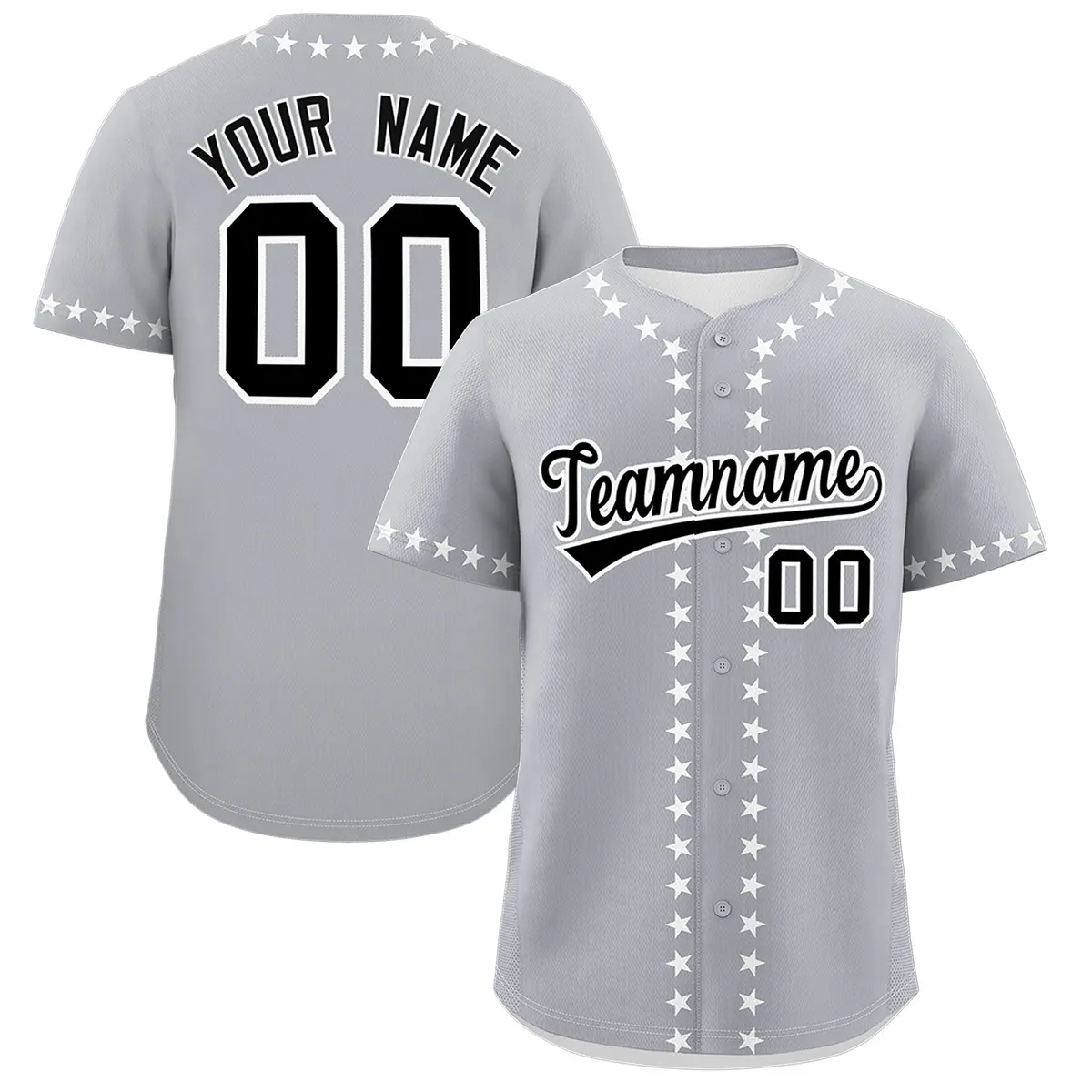Gray White Star Ribbing Authentic Baseball Jersey