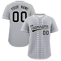 Gray White Star Ribbing Authentic Baseball Jersey