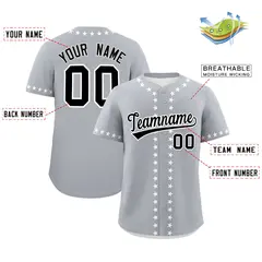 Gray White Star Ribbing Authentic Baseball Jersey 2