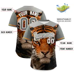 Gray White Tiger Graffiti Baseball Jersey 2