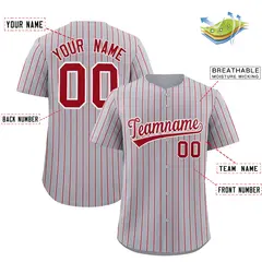 Gray White Tricolor Stripe Fashion Baseball Jersey 2