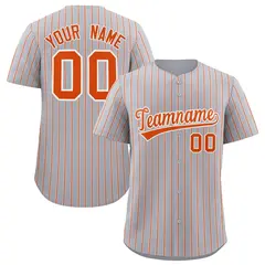 Gray White Tricolor Stripe Fashion Baseball Jersey 1