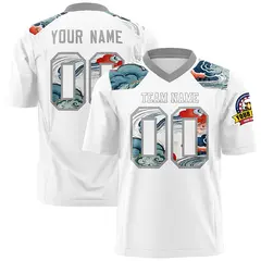 Gray White Ukiyo-e Auspicious Clouds Graffiti Football Jersey 1