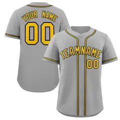 Gray Yellow-Black Classic Style Authentic Baseball Jersey
