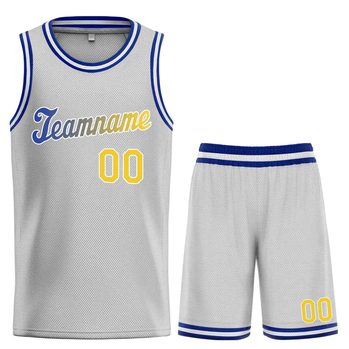 Gray Yellow-White Classic Sets Basketball Uniform Jersey