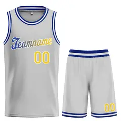 Gray Yellow-White Classic Sets Basketball Uniform Jersey