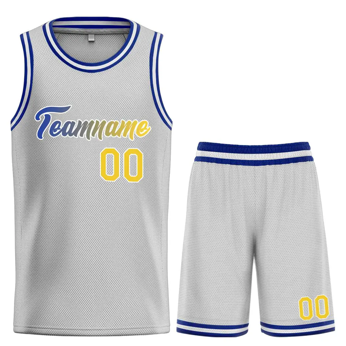 Gray Yellow-White Heal Classic Sets Basketball Jersey