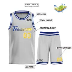 Gray Yellow-White Heal Classic Sets Basketball Jersey 3