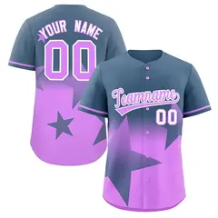 Grayish Blue Lt Purple Gradient Star Graffiti Baseball Jersey